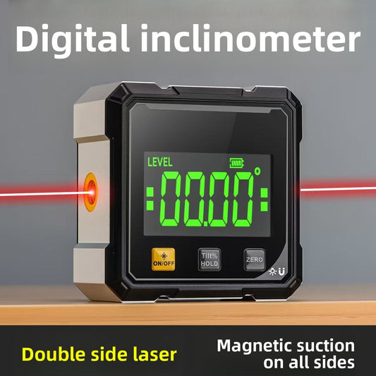 360° Digital Laser Inclinometer with Magnetic Base and USB Charging